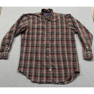 Vintage Polo Ralph Lauren "The Big Shirt" Gray/Black Red and Green Plaid Sz L